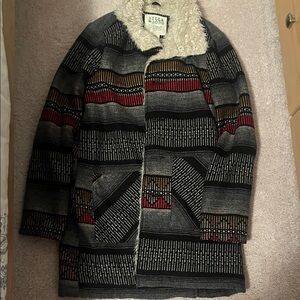 Billabong Multicolor Patterned Jacket with Shearling Collar